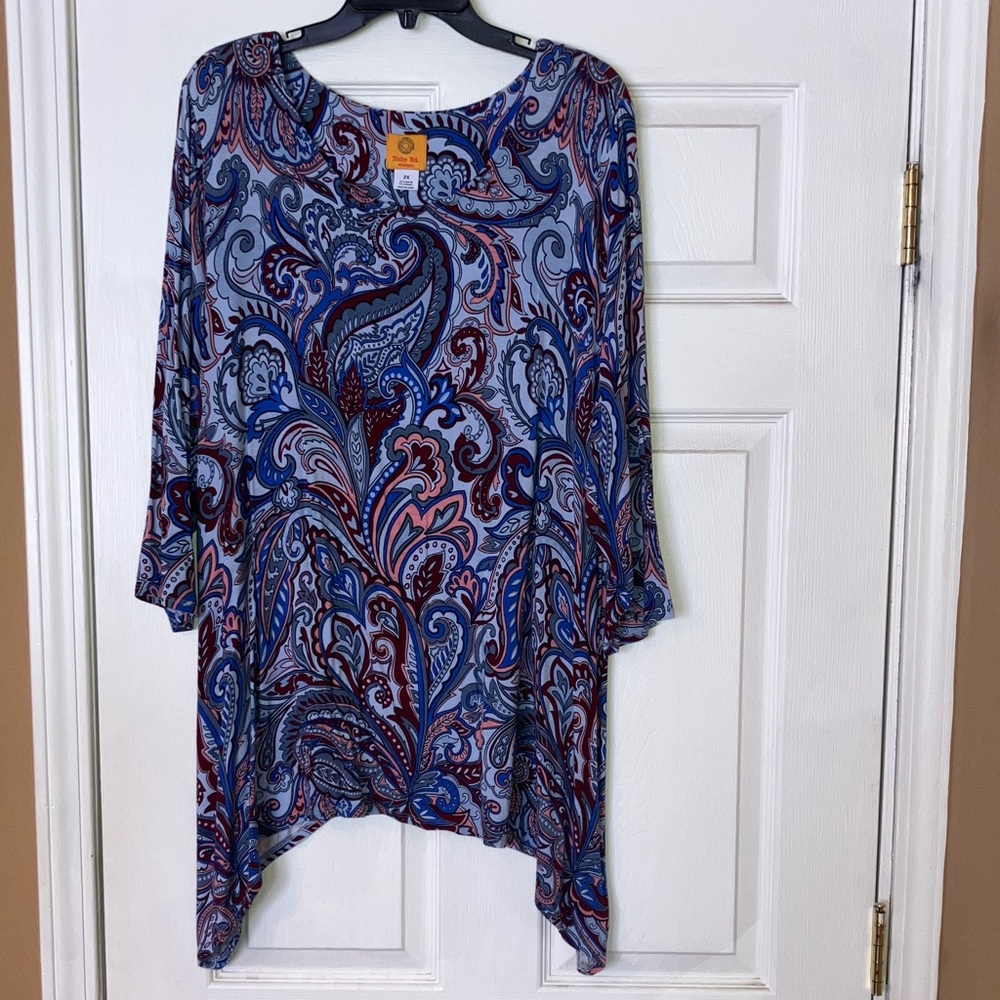 Ruby Rd. Blue and Red Paisley Tunic